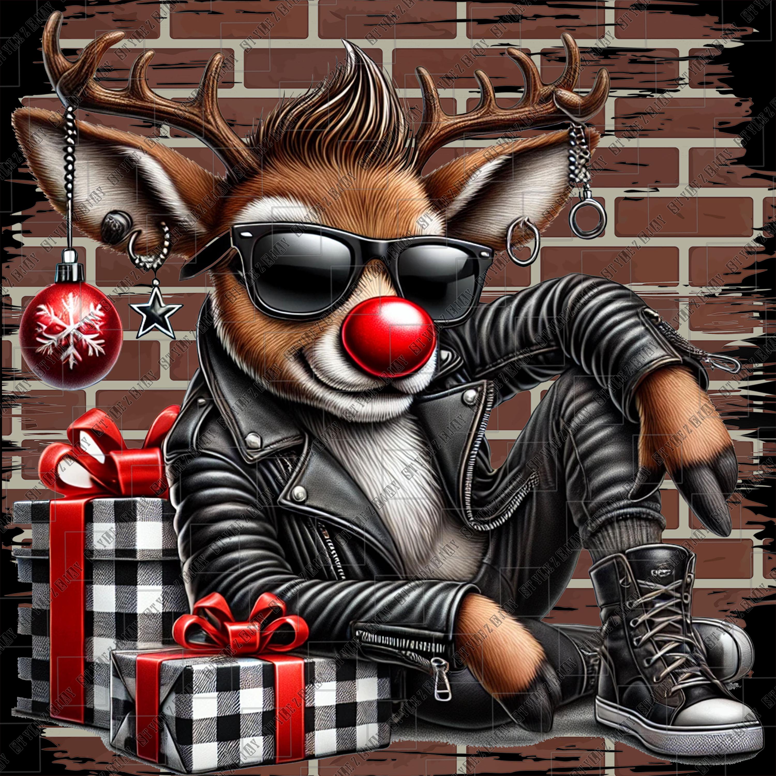 Rock Out Rudolph Images Rudolph Rebel PNG - Etsy