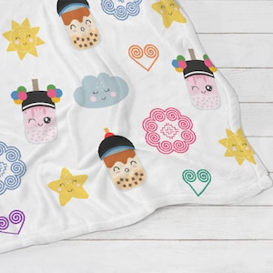 Free Shipping - Hmong Boba Tea Baby Blanket Newborn Gift  Expecting Mom Babyshower Baby Boy Baby Girl Neutral Blanket Milestone Tracker