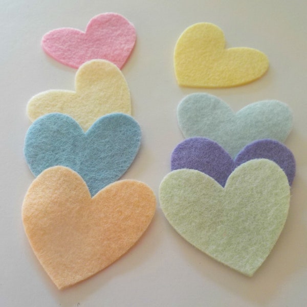 50 Pastel Pre-Cut Wool Felt Hearts, 5cm Die Cut Heart Shapes, Precut Pocket Hearts, Kindness Tokens, DIY Make Your Own