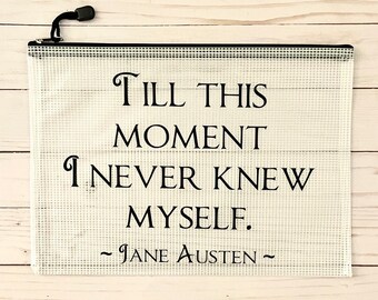 Cross Stitch Project Bag | 2 Sizes Available | Vinyl Project Bag |  Cross Stitching | Jane Austen Quote