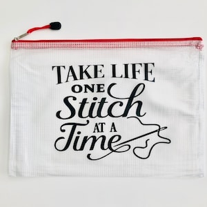 Cross Stitch Project Bag | 2 Sizes Available | Vinyl Project Bag | Sewing Project Bags | Quilting | Take Life one Stitch at a Time