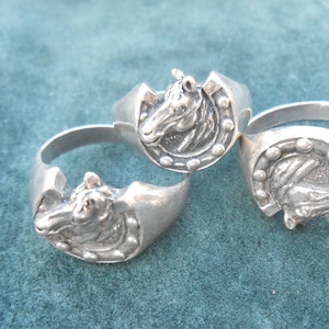 Declaración del anillo de plata de ley del caballo 925 con la herradura de la suerte tamaño 13, 22 mm de diámetro