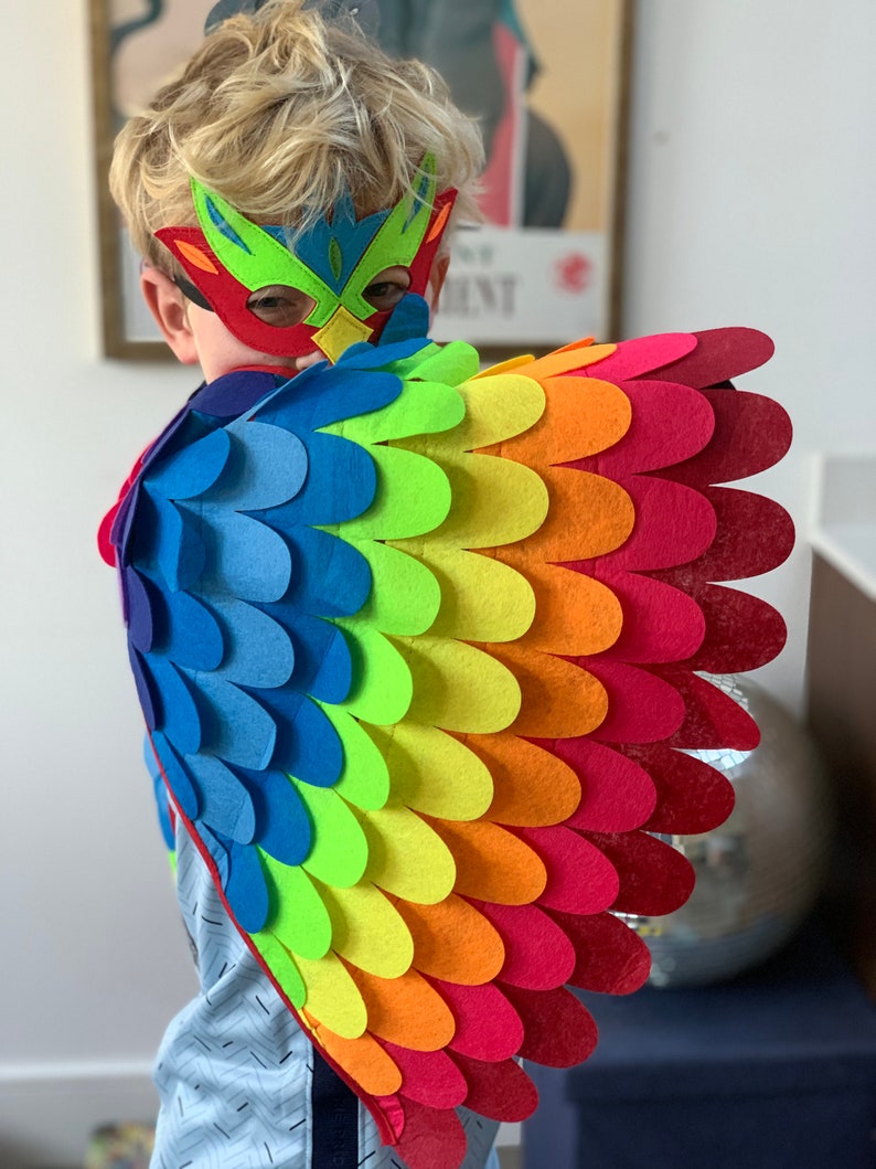 Carnival wings cape and mask red rainbow