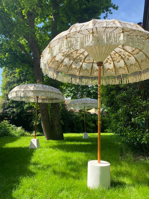 Hand Painted Pink and Mint Green Balinese Garden Parasol Etsy UK