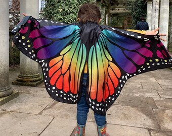 Rainbow butterfly cape wings