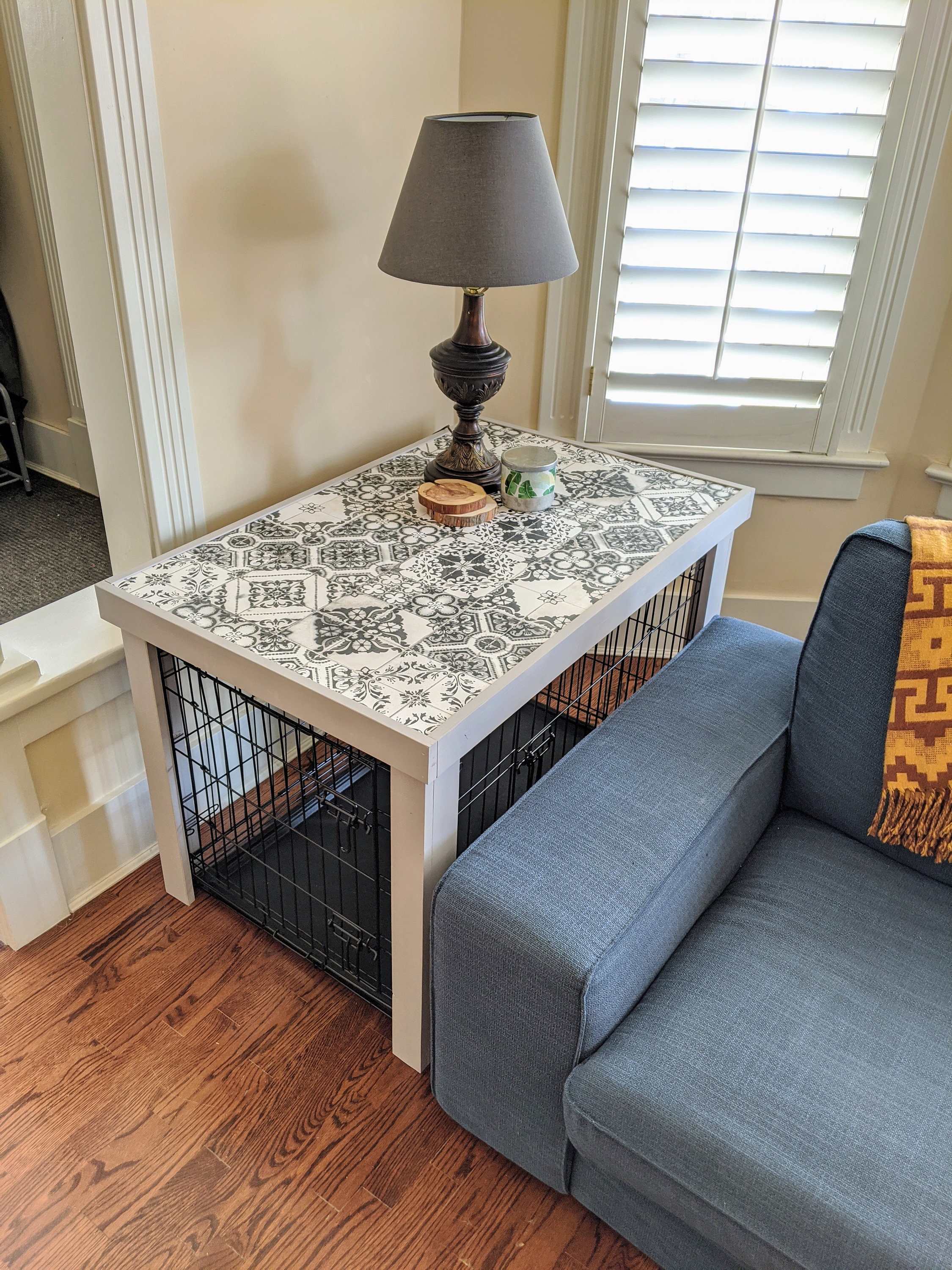 48 Dog Crate Table/Cover Turn Your Wire Dog Crate Into Etsy