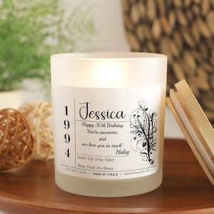 30th Birthday Personalized Candle, Any Age Personalized Birthday Gift Candle, Thirty Birthday, Birthday Gift for Friend, Her, Him
