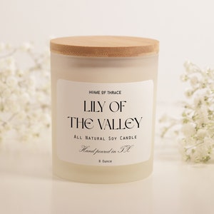 Lily of the Valley Candle | Hand-Poured 100% Soy Wax Candle | Clear Jar Candle | Non-Toxic Candle | Floral Scented Candle Lover Gift