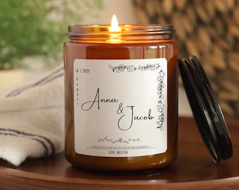 Personalized Engagement Gift Candle: Soy Wax, Congratulations Gift