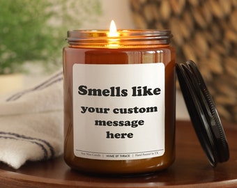 Personalized Message Amber Jar Soy Wax Candle: Custom Scented Gift