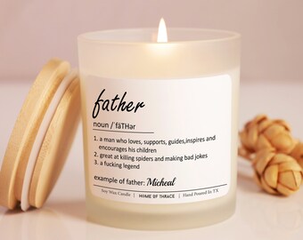 Personalized Father Definition Candle: Soy Wax, Hand-Poured