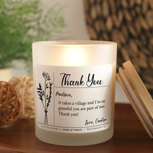 Thank You Custom Message Candle, Appreciation Gift For Her - Him, Clear Jar All Natural Soy Candle, Send Them Thank You Gift Candle