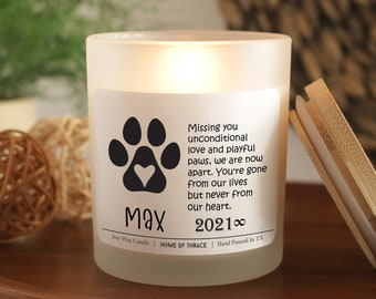 Pet Sympathy Gift Candle, Pet Loss Gift, Pet Memorial Gift, Dog Memorial Gift, Pet Remembrance, pet bereavement gift, Cat Loss Gift Candle