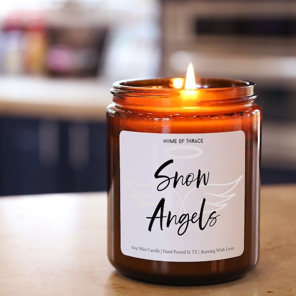 Snow Angels Candle | Hand-Poured 100% Soy Wax Candle | Amber Jar Candle | Non-Toxic Candle