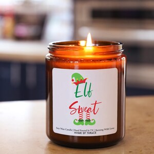 Elf Sweat Candle | Winter Scented Candles | Holiday Decor | Christmas Gift Ideas | Amber Jar Candle | Natural Soy Wax Candle