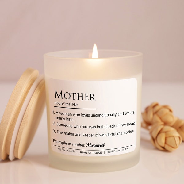 Personalized Mother Definition Gift Candle, Gift For Mum,  Gift For Her, Message Candle For Mum, Mothers Day Hamper, Gift For Sister