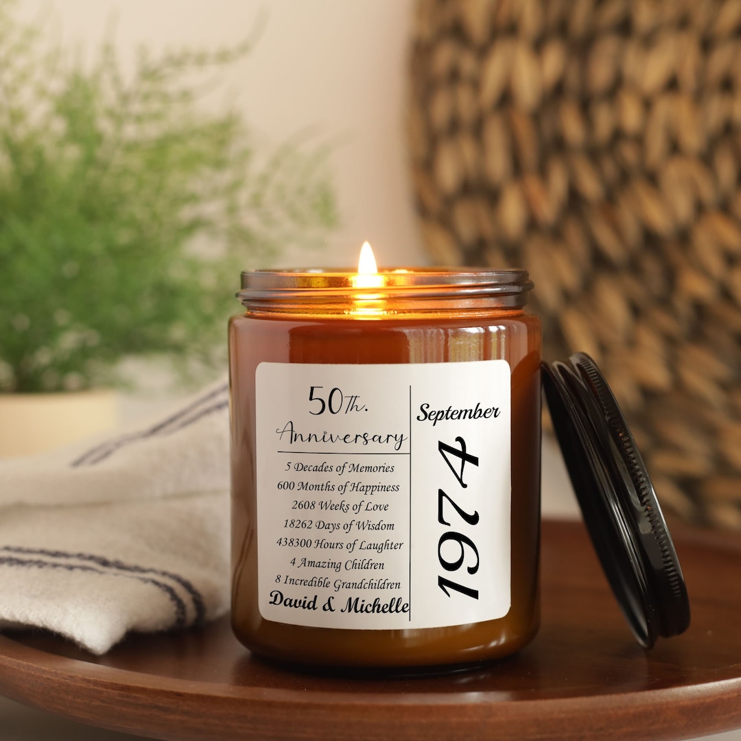 50th Wedding Anniversary Personalized Candle, Custom Fifteenth ...