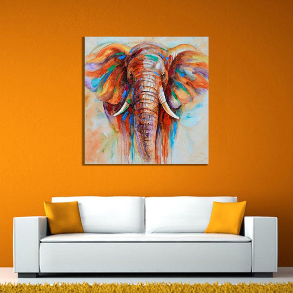 Elephant Canvas Wall Arts Animal Canvas wall arts Wild Etsy