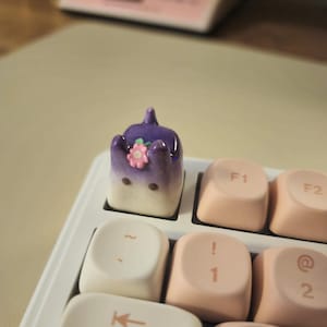 Purple Kitty Artisan Keycap | Kawaii Kitty Keycap | Artisan Keycaps | Handmade | Cat Lover Gifts