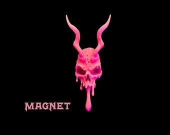 Melting Skull Magnet – Gothic Resin Refrigerator Magnet, Horror Fan Gift