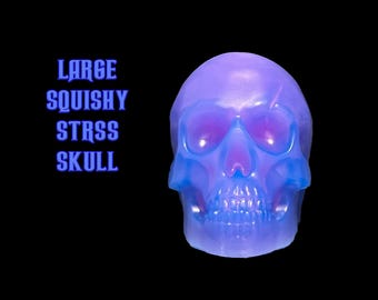 Glow-in-the-Dark Squishy Silicone Skull – Gothic Stress Toy, Halloween Decor