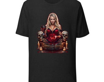 Horror T-Shirt Goddess of Blood Gothic – Vampire Queen Dark Fantasy Shirt – Halloween Goth Graphic Tee – Spooky Skull Shirt