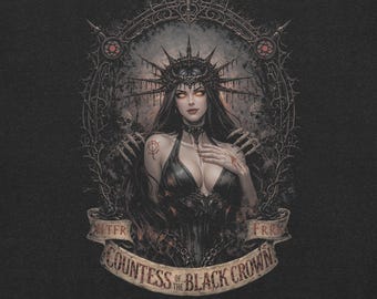 Gothic Shirt, Dark Fantasy Vampire Goddess Tee, Black T shirt,