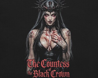 Gothic T-Shirt | Dark Fantasy Vampire Queen Tee | Horror Art Shirt | Gothic Woman Blood Design