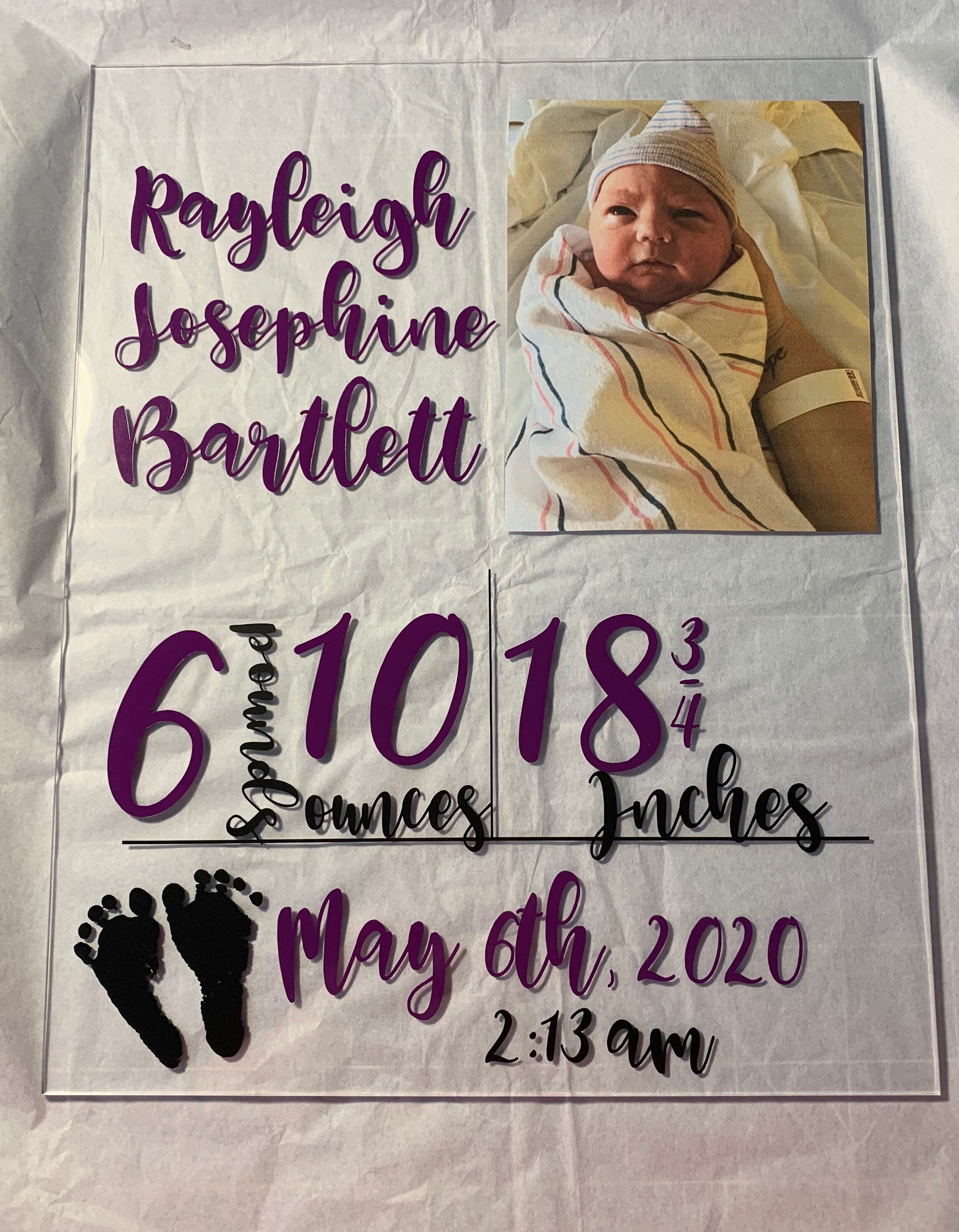 Personalized Birth Announcement Sign / Acrylic Baby Stats / Etsy