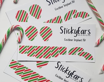 Cochlear Implant N7/N8 Sticker- Christmas stripes
