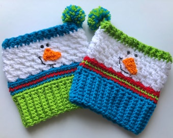Crochet Snowman Boot Cuffs: Whimsical Winter Boot Socks