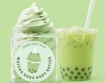 MATCHA BOBA Whipped Body Butter! Made with all natural ingredients and Japanese Matcha powder!