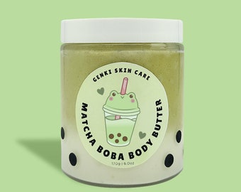 MATCHA BOBA Whipped Body Butter! Made with all natural ingredients and Japanese Matcha powder!