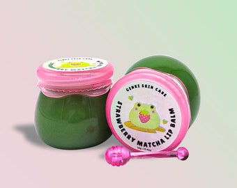 VEGAN STRAWBERRY MATCHA Lip Balm/Lip Stain! Made with all natural oils and flavoring oil!