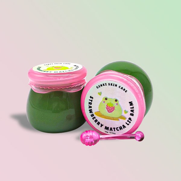 VEGAN STRAWBERRY MATCHA Lip Balm/Lip Stain! Made with all natural oils and flavoring oil!