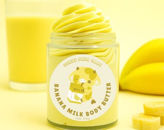 BANANA MILK Whipped Body Butter! Made with all natural ingredients and paraben free fragrance oil!