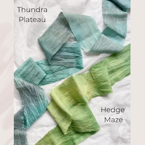 Cinta de seda SARI ANCHA / 3 M / Cinta de seda rústica reciclada teñida a mano / artesanía / cinta para envolver regalos / cinta de floristería / creativa / tejido imagen 8