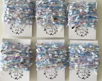 LULLABY | Fibre BLENDS | Embellishment threads and yarn | novelty yarn | ribbons | junk journals | weaving fibres | embroidery | blue pink