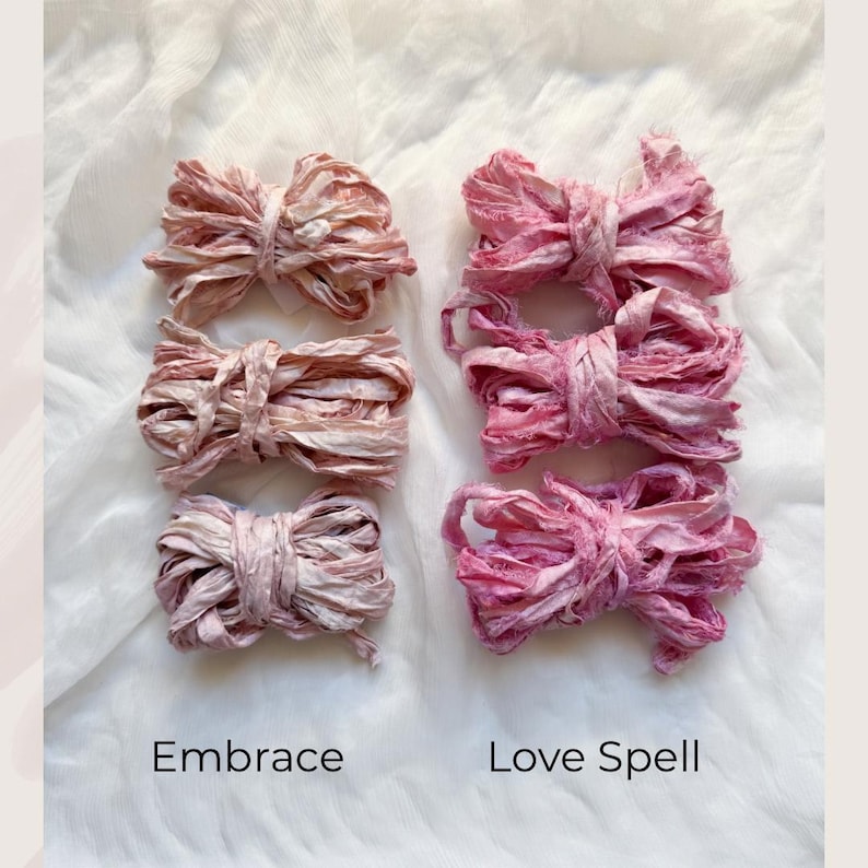 SARI SILK RIBBON | 3 M | rustic charm | recycled | hand dyed | embellishment | weaving fibre | craft gift wrap | junk journal | card making image 3