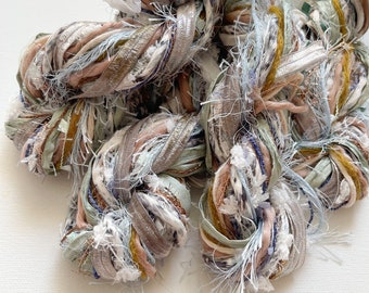 ROCKY MOUNTAIN  | Mixed Fibre FRINGE | fibre yarn samples | 28 Metre | Embellishments | creative threads | gift wrapping | weaving yarn