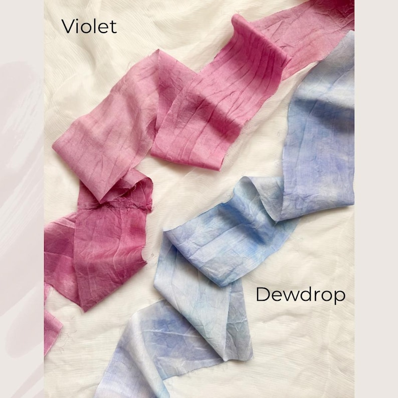 Cinta de seda SARI ANCHA / 3 M / Cinta de seda rústica reciclada teñida a mano / artesanía / cinta para envolver regalos / cinta de floristería / creativa / tejido imagen 6