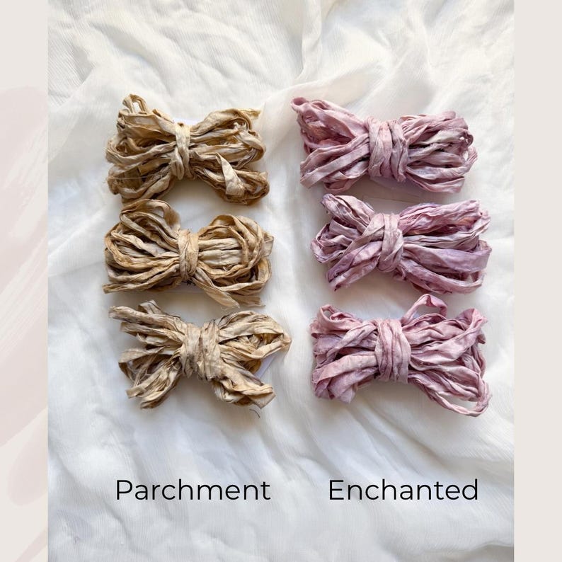 SARI SILK RIBBON | 3 M | rustic charm | recycled | hand dyed | embellishment | weaving fibre | craft gift wrap | junk journal | card making image 6