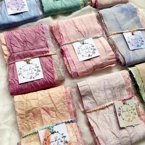MIXED WIDE SARI Silk Ribbon bundle | Recycled Rustic 3M hand dyed silk ribbon | sewing | floristry ribbon | creative | slow stitch