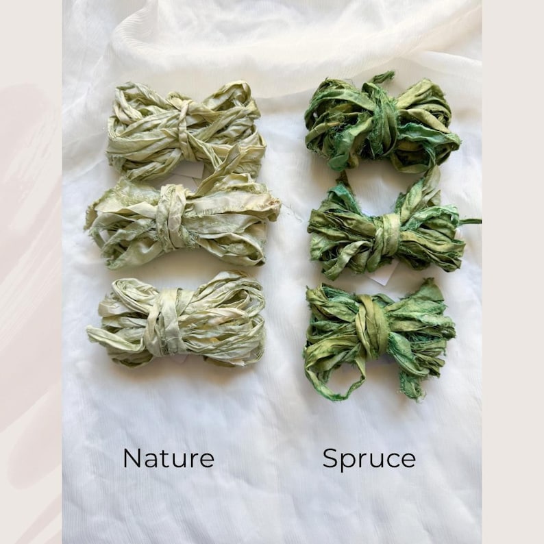 SARI SILK RIBBON | 3 M | rustic charm | recycled | hand dyed | embellishment | weaving fibre | craft gift wrap | junk journal | card making image 9