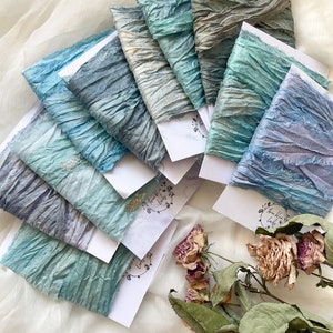 SARI Silk Ribbon | recycled Hand painted | hand dyed silk ribbon | gift wrapping ribbon | floristry ribbon | blue purple green ribbon