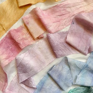 Cinta de seda SARI ANCHA / 3 M / Cinta de seda rústica reciclada teñida a mano / artesanía / cinta para envolver regalos / cinta de floristería / creativa / tejido imagen 1