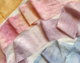 WIDE SARI Silk Ribbon | 3M | Rustic recycled hand dyed silk ribbon | craft | gift wrapping ribbon | floristry ribbon | creative | weaving