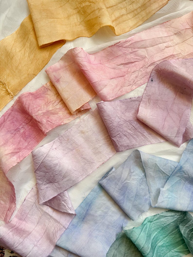 Cinta de seda SARI ANCHA / 3 M / Cinta de seda rústica reciclada teñida a mano / artesanía / cinta para envolver regalos / cinta de floristería / creativa / tejido imagen 1