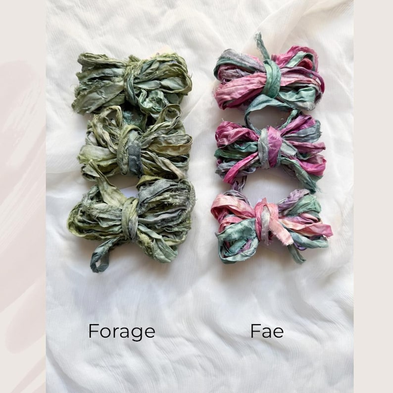 SARI SILK RIBBON | 3 M | rustic charm | recycled | hand dyed | embellishment | weaving fibre | craft gift wrap | junk journal | card making image 10