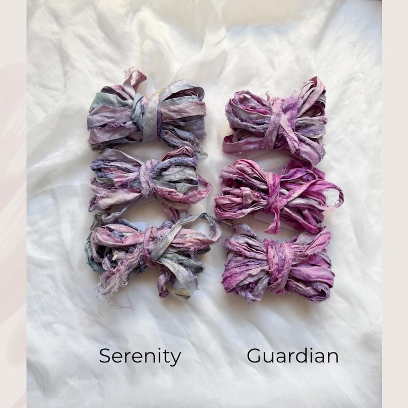 SARI SILK RIBBON | 3 M | rustic charm | recycled | hand dyed | embellishment | weaving fibre | craft gift wrap | junk journal | card making image 5